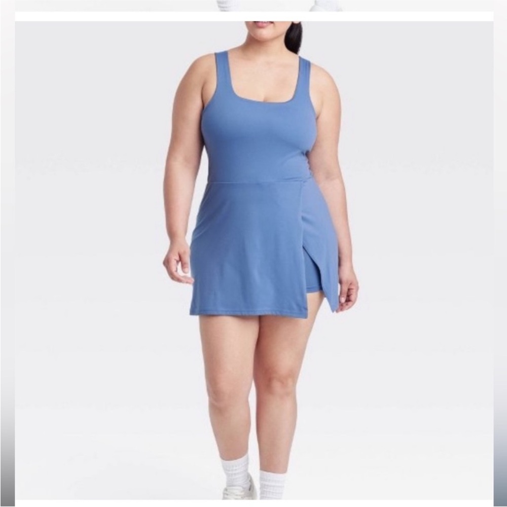 All in Motion Blue Athletic Mini Dress With Built in Shorts - Picture 12 of 12